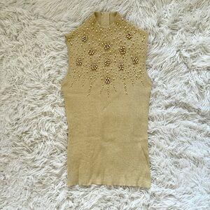 Lauren Michelle Gold Embellished Tank Top
